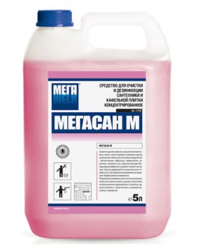 Средство жидкое 5л МЕГАСАН М дезинфицирующее гель для сантехники и кафельной плитки К320 1/1