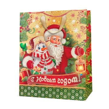 НГ Пакет подарочный ламинированный (26,4x32,7x13,6) Дед Мороз 1/12/120