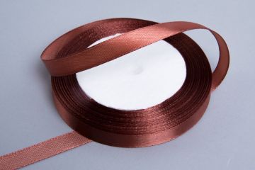 Лента атласная 15мм 25м шоколадный 1/10