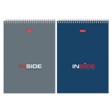 Блокнот 80л А5 145х205мм клетка гребень картон жесткая подлож HATBER Inside 4/56