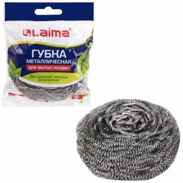 Мочалка для посуды металлическая большая спиральная 50г ЛАЙМА 1/144