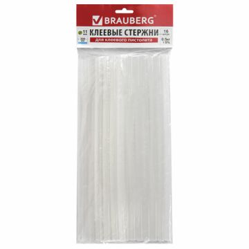 Клеевые стержни диаметр 11мм длина 300мм прозрачные (16 шт) BRAUBERG 10/50 