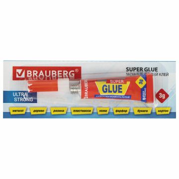 Клей моментальный суперклей BRAUBERG 3г, ПРОЧНЫЙ