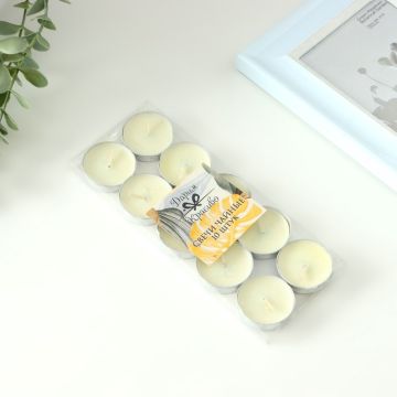 Свеча чайная 10шт бело-зеленая 1/200