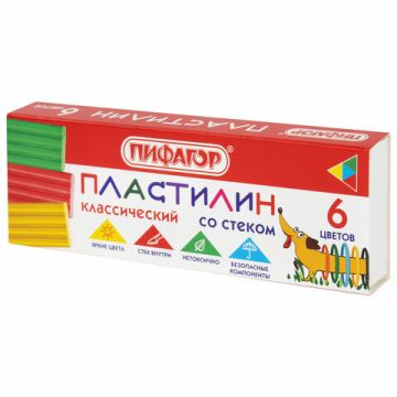 Пластилин 06цв 90г со стеком Веселая такса ПИФАГОР 1/56