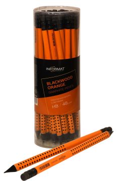 Карандаш ч/гр НВ заточенный трехгранный дерев с ластиком INFORMAT Blackwood Orange 1/48