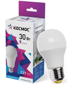Лампа светодиодная 30W 4500K E27 220V A70 груша Космос 1/10/80