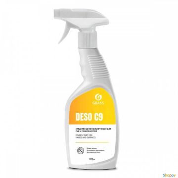 Средство дезинфицирующее кожный антисептик 600мл Deso С9 с курком для рук и поверхностей GRASS 1/8