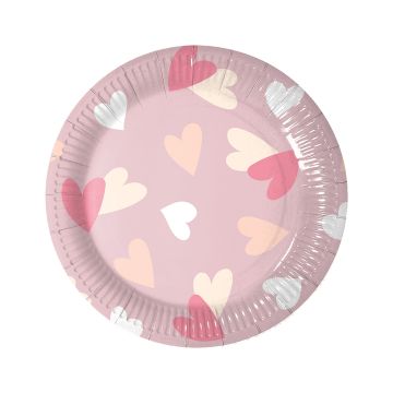 Тарелка картон с рисунком набор 6шт d-230 Сердца (6шт) 1/55