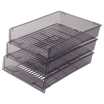 Лоток горизонтальный для бумаг 340х270х70мм (3шт) тонир серый Office Brauberg 1/1 