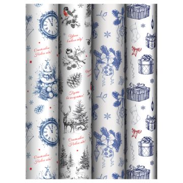 НГ Бумага подарочная 70х100см 80г/м глянец ассорти Christmas Eve 1/52