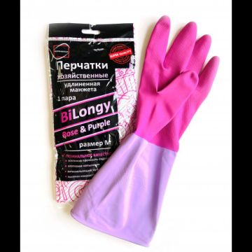 Резиновые перчатки с х/б напыл латекс хозяйств с удлин манжетой 35см разм M 80гр КП 1/12/120
