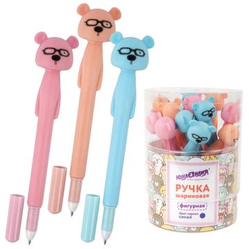 Ручка фигурная МИШКА мягкий корпус 0,35мм, синяя