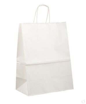 Пакет бумажный крафт белый с кручеными ручками 260х150х350  200/200
