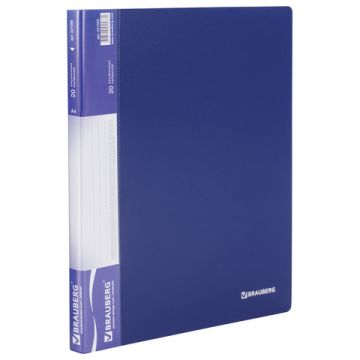 Папка 20 вклад торц карман с бум встав BRAUBERG "Стандарт" синяя 0,6мм 1/30