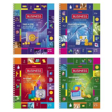 Тетрадь 80л А5 клетка спираль мел картон Монополия Хатбер 1/56