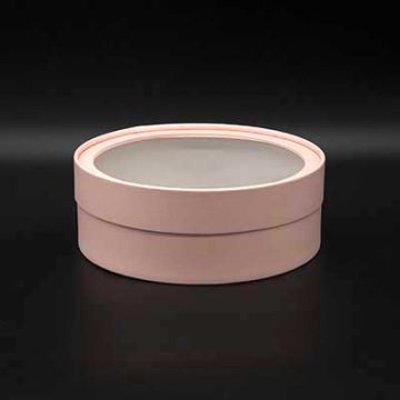 Коробка шайба с прозр. крышкой 21х7,5см розовый французский матовый