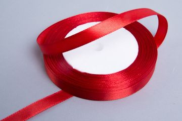 Лента атласная 10мм 25м красная 1/10