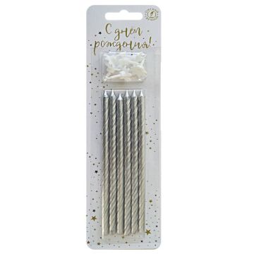 Свечи для торта классические серебро 130мм 1/40