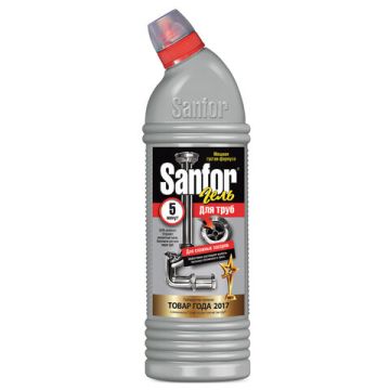 Средство жидкое 1л SANFOR (Санфор) для прочистки канализационных труб 1/10