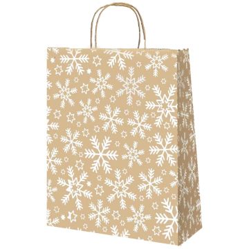 НГ Пакет подарочный крафтовый (35х26х15) с крученой ручкой Снежинка 1/250