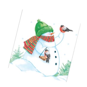 НГ Салфетки (24х24) 1-сл Снеговик и снегири (40) 1/32