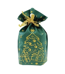НГ Подарочный мешок текстильный Елочка до 1,3кг 23х32,5+4,5см зел 20/500