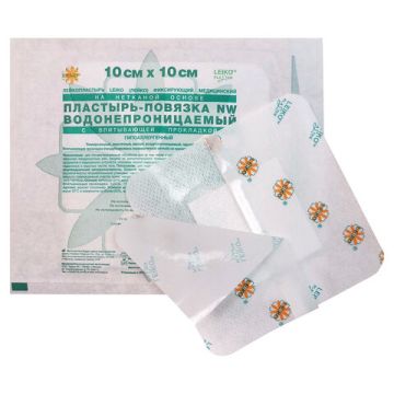 Послеоперационная пластырь-повязка LEIKO 10х10см на нетканой основе со впитывающ прокл 1/50 