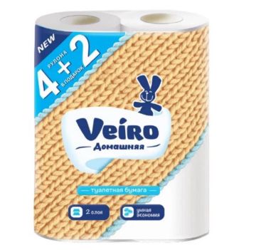 Туалетная бумага евро 2сл белая 4+2штх15м Домашняя VEIRO 1/12