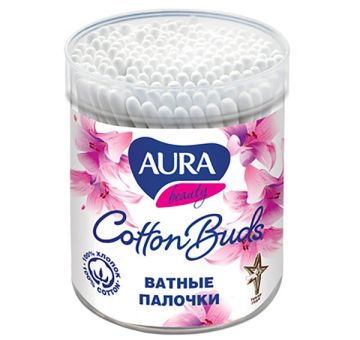 Ватные палочки (200шт) банка AURA 1/36
