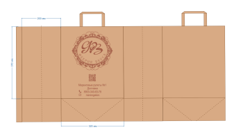 Пакет бумажный крафт с плоскими ручками 370х320х200 Экокрафт Феерия Вкуса 250/250 
