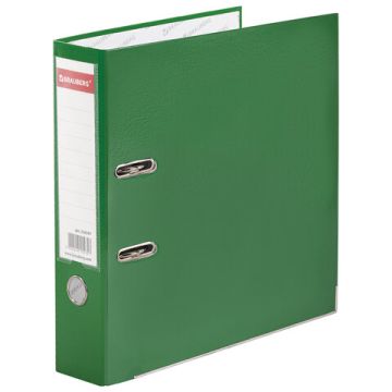 Папка-регистратор А4 75мм BRAUBERG с уголком, зеленая с покрытием из полипропилена 1/20 