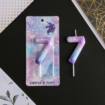 Свеча для торта Disco Party Цифра 7 1/600
