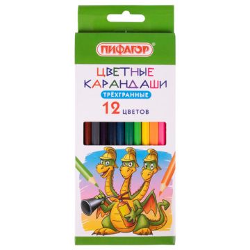 Карандаши цветные 12цв классич заточ Сказки ПИФАГОР 1/12/240