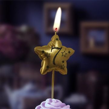 Свеча для торта Звезда Цифра 7 золото 1/30/360