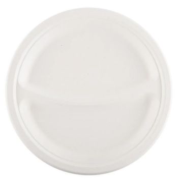 Тарелка ЭКО d-225 биоразлагаемая (сахарный тростник) 2-х секционная Aviora 50/250