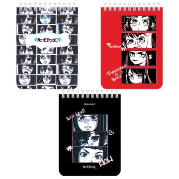 Блокнот 40л А6 108х145мм клетка гребень BRAUBERG Anime Emotions 1/6/96