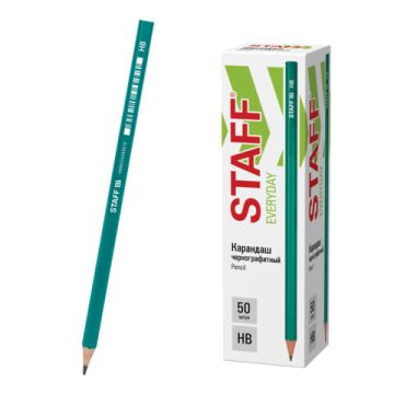 Карандаш ч/гр НВ пластиковый зеленый корпус без резинки заточ. STAFF EVERYDAY BLP-GRN 1/50