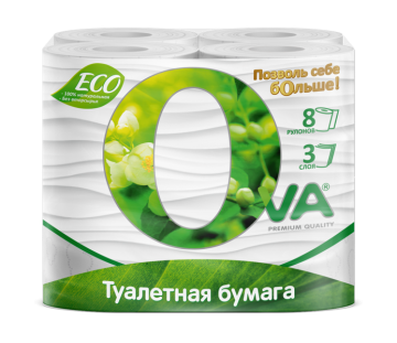 Туалетная бумага евро 3сл белая 8штх16.8м OVA 1/12