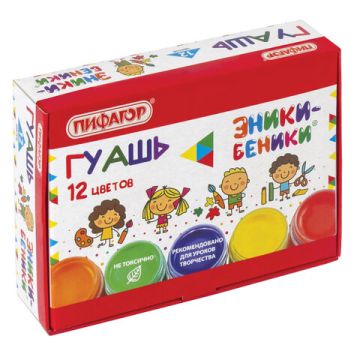 Гуашь 12цв 10мл ЭНИКИ-БЕНИКИ Пифагор 1/24