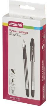 Ручка гелевая черная 0,5мм Attache Gelios-020 1/12