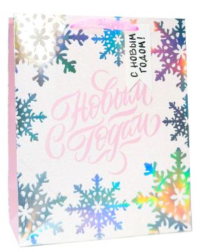 НГ Пакет подарочный бумажный (30х40х12) люкс С Новым Годом 1/12