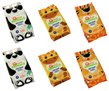 Салфетки влажные Эконом Smart animals детские ромашка и витамин Е (8) 1/54