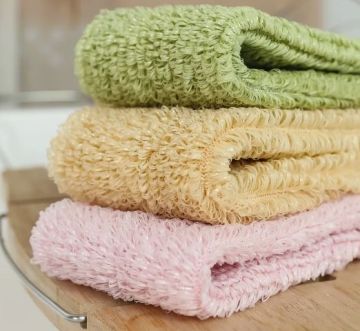 Мочалка для тела вязаная фабричная ассорти пастель (арт 032) в инд. упак 1/100