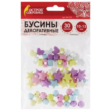 Бусины СЕРДЦА/ЗВЁЗДЫ/ШАРЫ 10-13мм 6цв пастель ОС