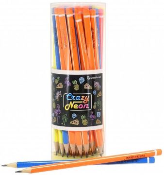 Карандаш ч/гр НВ заточенный трехгранный дерев LOREX CRAZY NEON 1/48