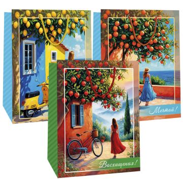 Пакет подарочный бумажный (26х32х13) Микc № 2 1/240