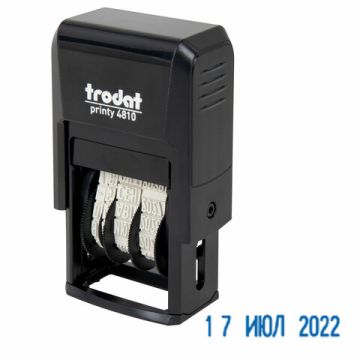 Датер-мини месяц буквами оттиск 20х4мм синий TRODAT 4810 корпус черный 1/10/1680