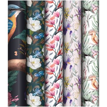 Бумага подарочная глянц 70х100см 80 г/м2 ассорти 5шт Весеннее настроение MESHU 1/50