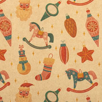 НГ Бумага упаковочная 70х100см ЗОЛОТАЯ СКАЗКА Christmas Kraft 10дизайнов 1/50